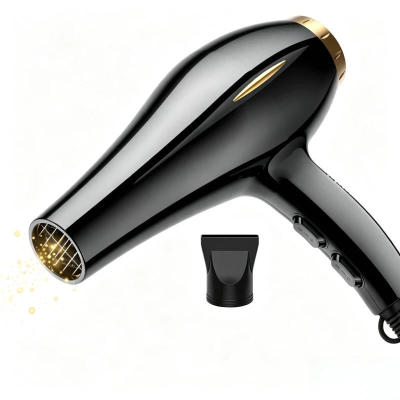 Sèche-cheveux professionnel de qualité salon avec moteur AC, lumière bleue, ions négatifs, 3 réglages de vent et 3 réglages de chaleur